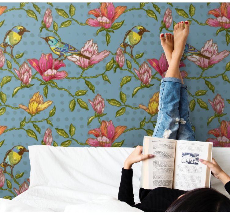 壁紙 花 花と鳥の雰囲気 - TENSTICKERS