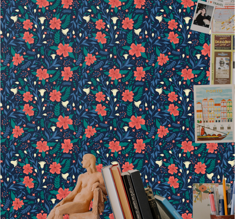 壁紙 花 花柄の植物プリント - TENSTICKERS