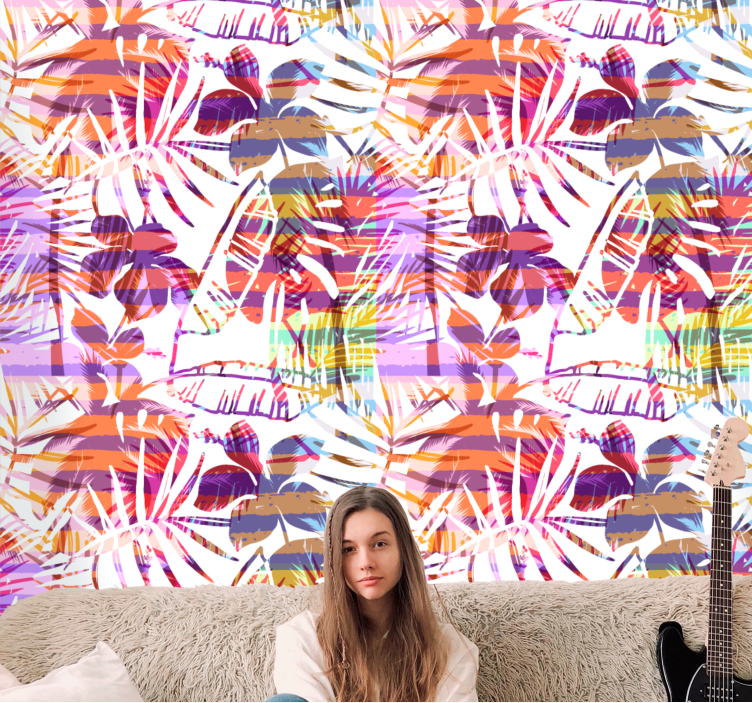 壁紙 花 鮮やかな花柄パターン - TENSTICKERS