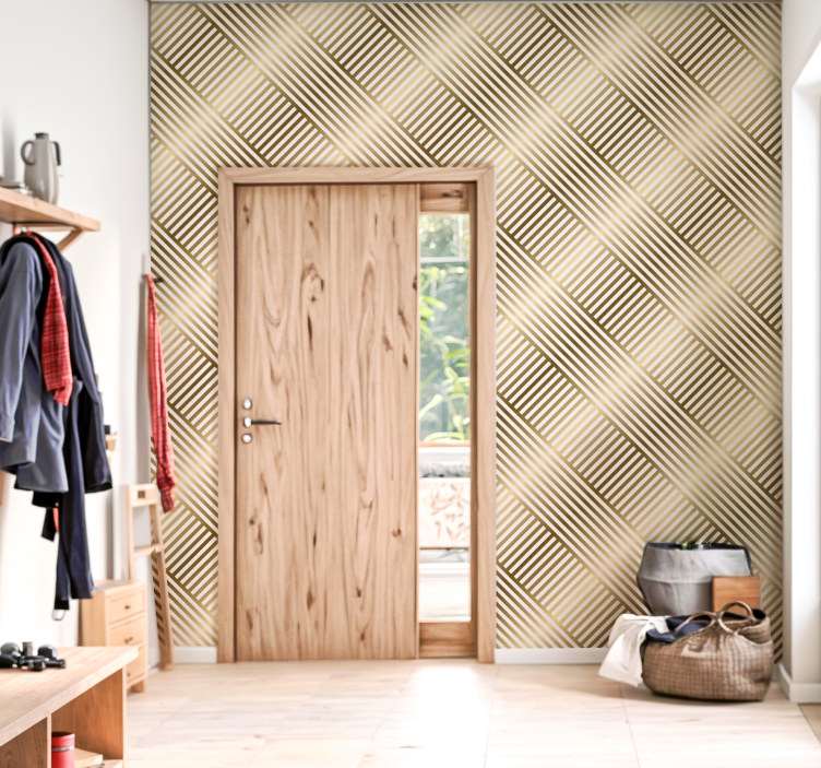 入口の壁紙 幾何学的なゴールドのライン - TENSTICKERS