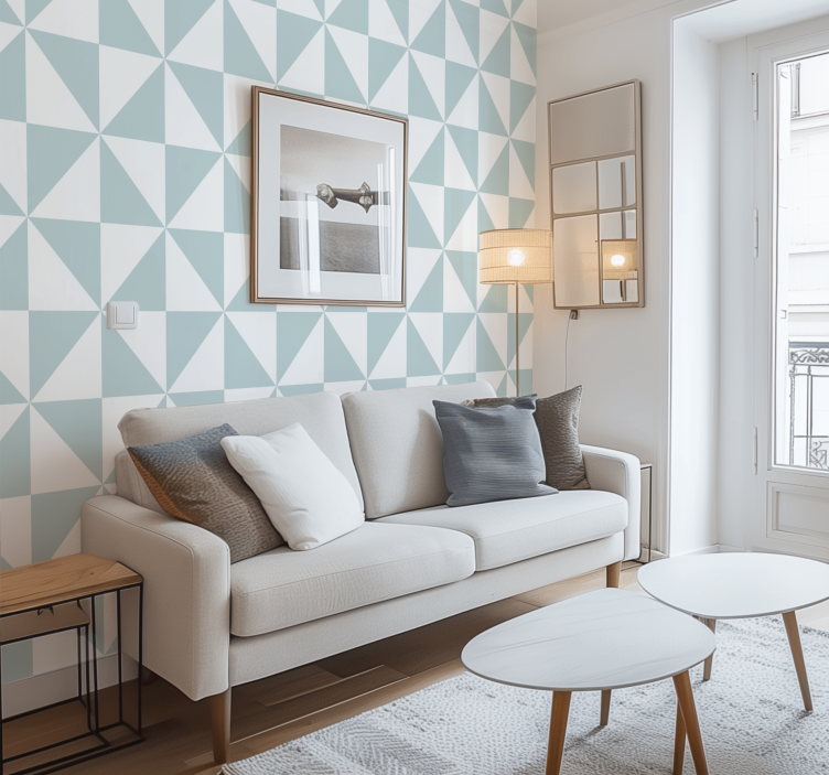 幾何学的な壁紙 青い三角形 - TENSTICKERS