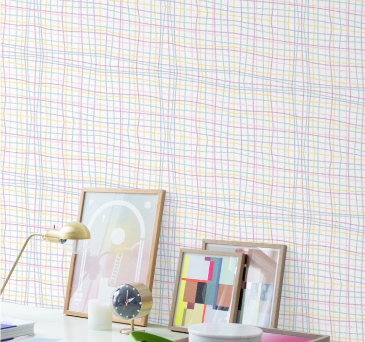 幾何学的壁紙チェックグリッドレイアウト - TENSTICKERS