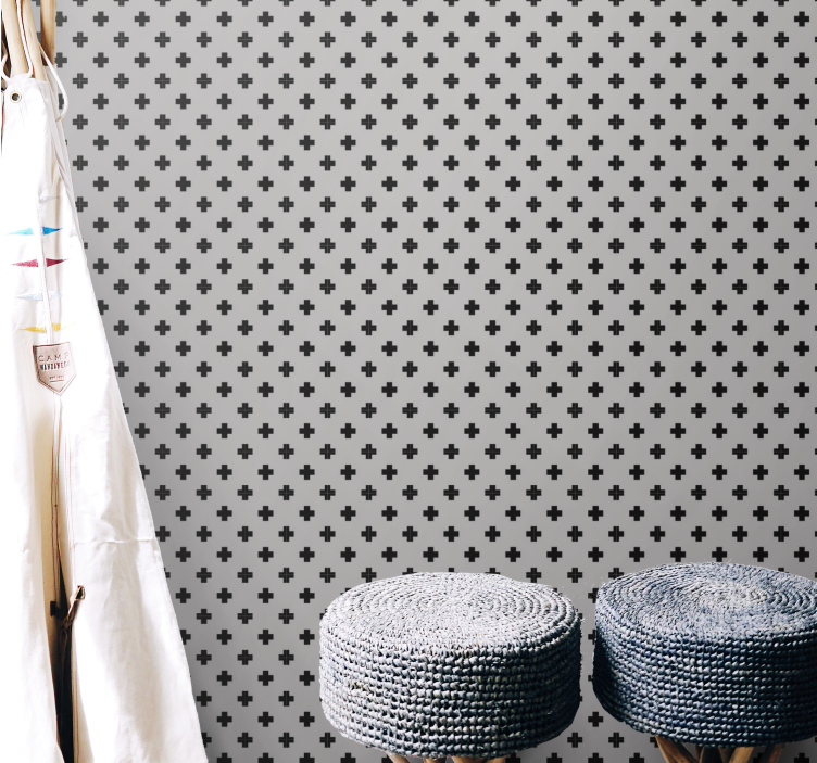 幾何学的な壁紙 十字模様 - TENSTICKERS