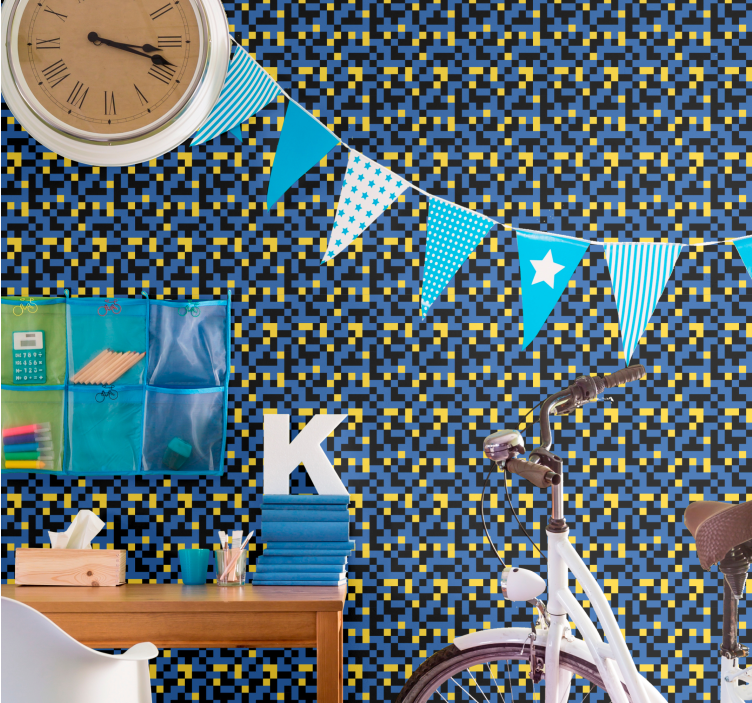 幾何学的壁紙ピクセルカラーのブロック - TENSTICKERS