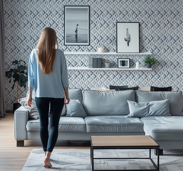 幾何学的な壁紙 テキスタイル効果 - TENSTICKERS