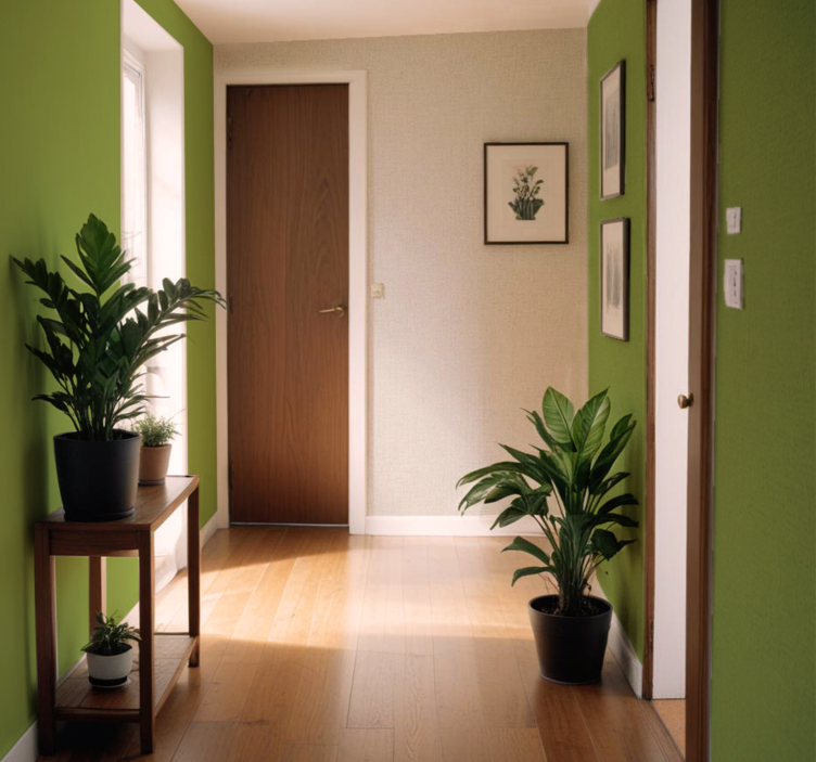 廊下の壁紙 ベージュのリネン効果 - TENSTICKERS