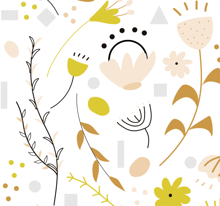 手描きの花とドットの花の壁紙 - TENSTICKERS