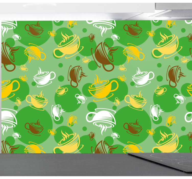 キッチン 壁紙 コーヒーカップコレクション - TENSTICKERS