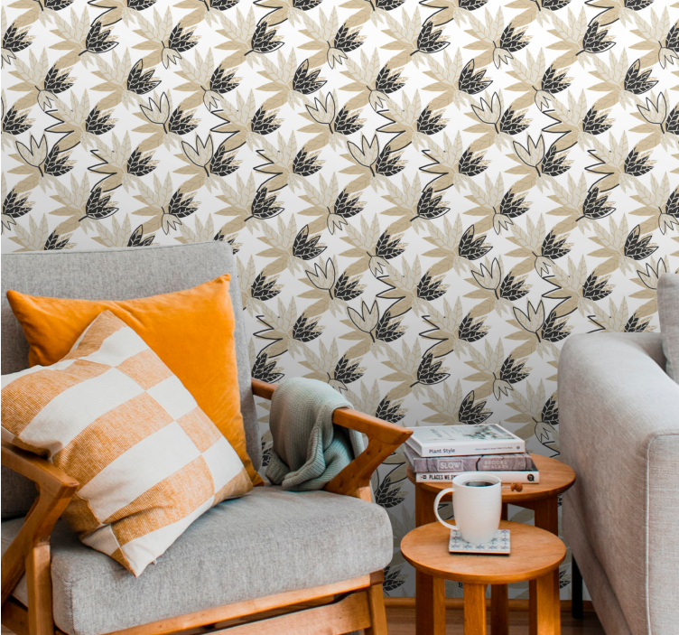 葉壁紙葉のある植物デザイン - TENSTICKERS