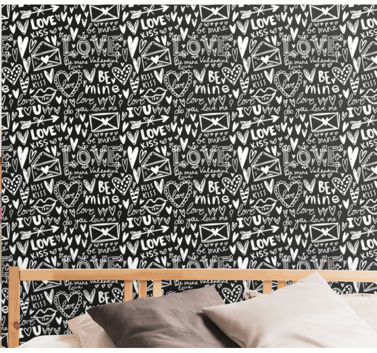 レタリング壁紙 バレンタインの落書き - TENSTICKERS