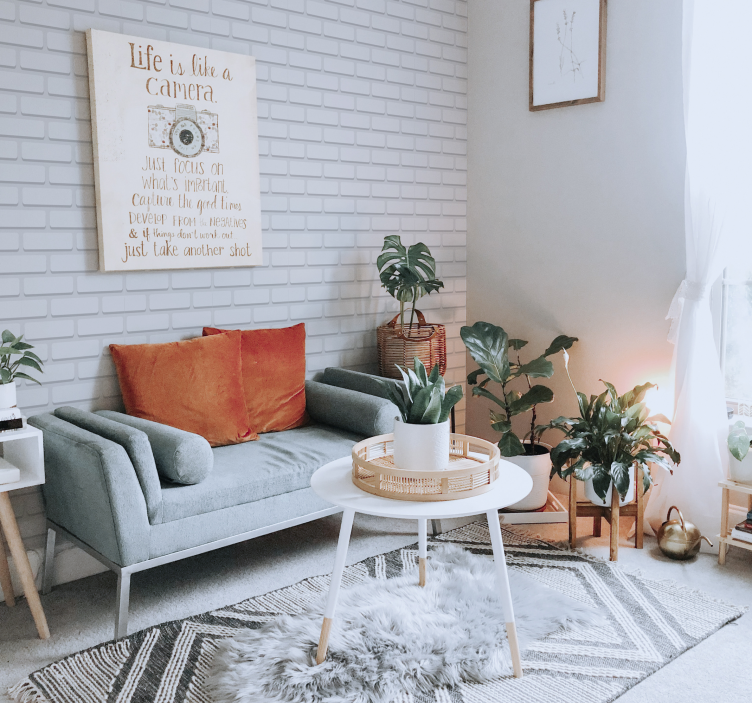 リビング 壁紙 おしゃれ ホワイトリアルブリック - TENSTICKERS