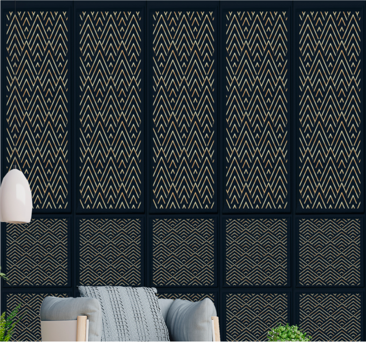 マスターベッドルームの壁紙おしゃれなジグザグライン - TENSTICKERS