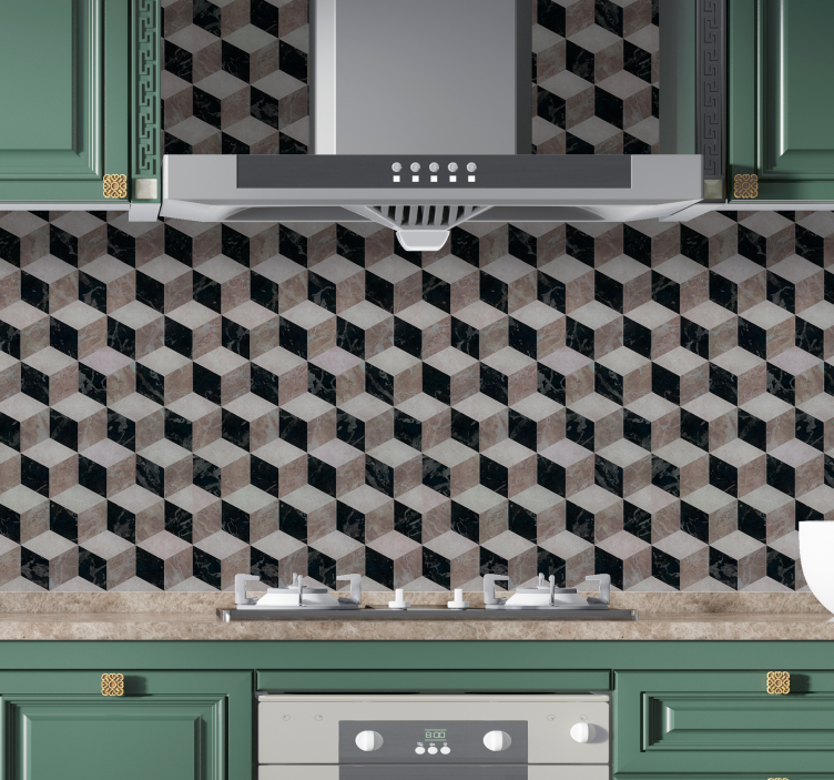 メタルエフェクト壁紙幾何学的立方体配置 - TENSTICKERS