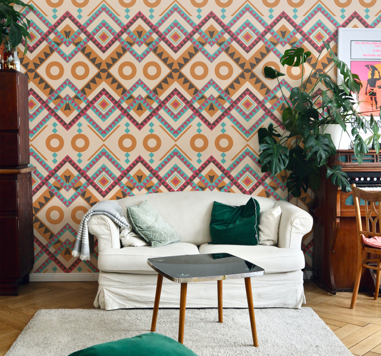 色とりどりのダイヤモンドパターンの壁紙 - TENSTICKERS