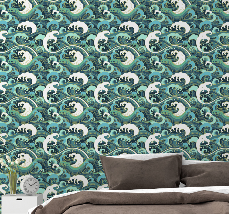 自然 壁紙 エレガントな海の波 - TENSTICKERS