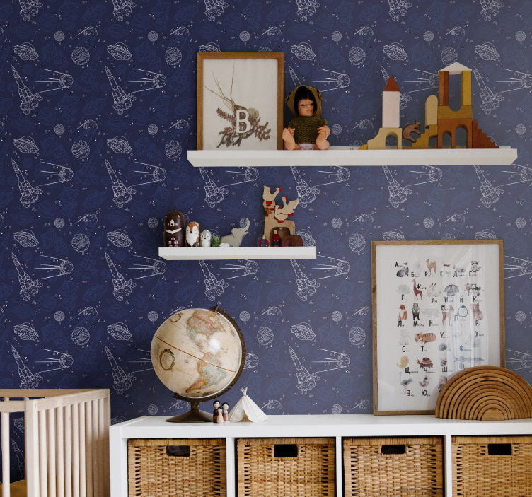 保育園の壁紙ロケット宇宙冒険 - TENSTICKERS