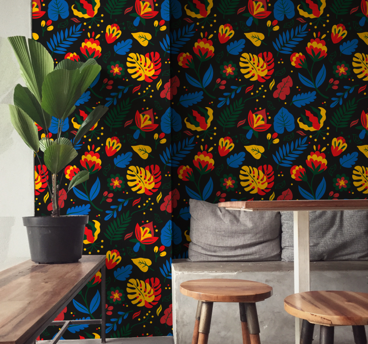 観賞用 壁紙 花の葉模様 - TENSTICKERS