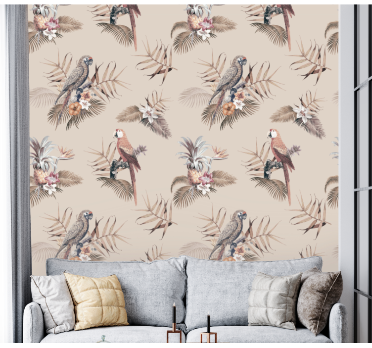 オウム壁紙 熱帯のオウムの優雅さ - TENSTICKERS