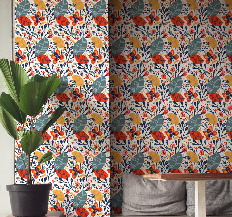 自然 壁紙 花の葉のデザイン - TENSTICKERS