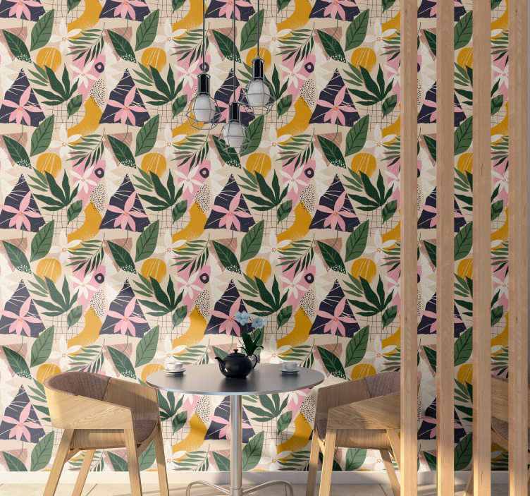 自然 壁紙 熱帯植物模様 - TENSTICKERS