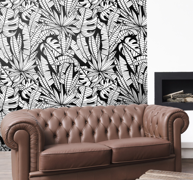 熱帯の葉のジャングルの壁紙 - TENSTICKERS