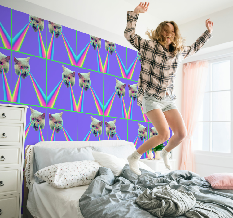 蒸気波レーザー猫の壁紙 - TENSTICKERS