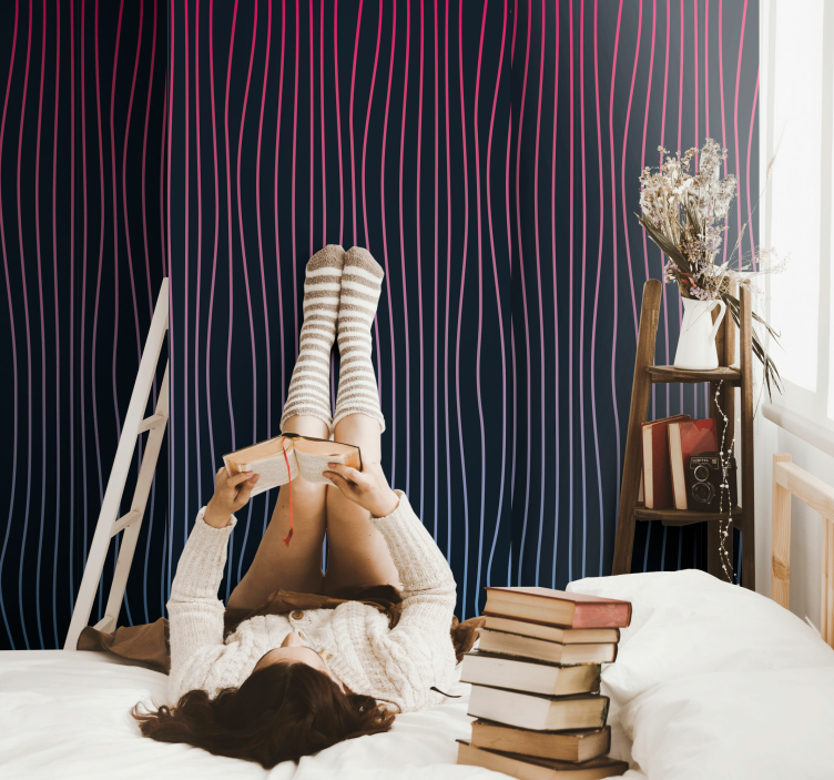 Vaporwave ストライプ 垂直 壁紙 - TENSTICKERS