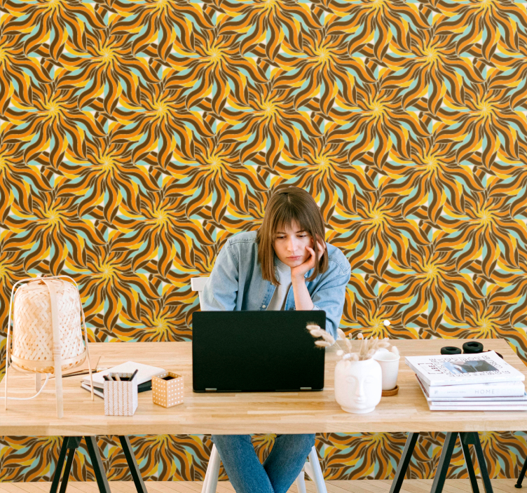 幾何学的壁紙 複雑な渦巻き模様 - TENSTICKERS