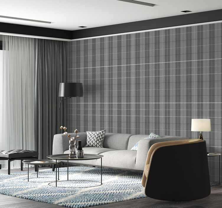 正方形の壁紙 灰色のスコットランドのパターン - TENSTICKERS